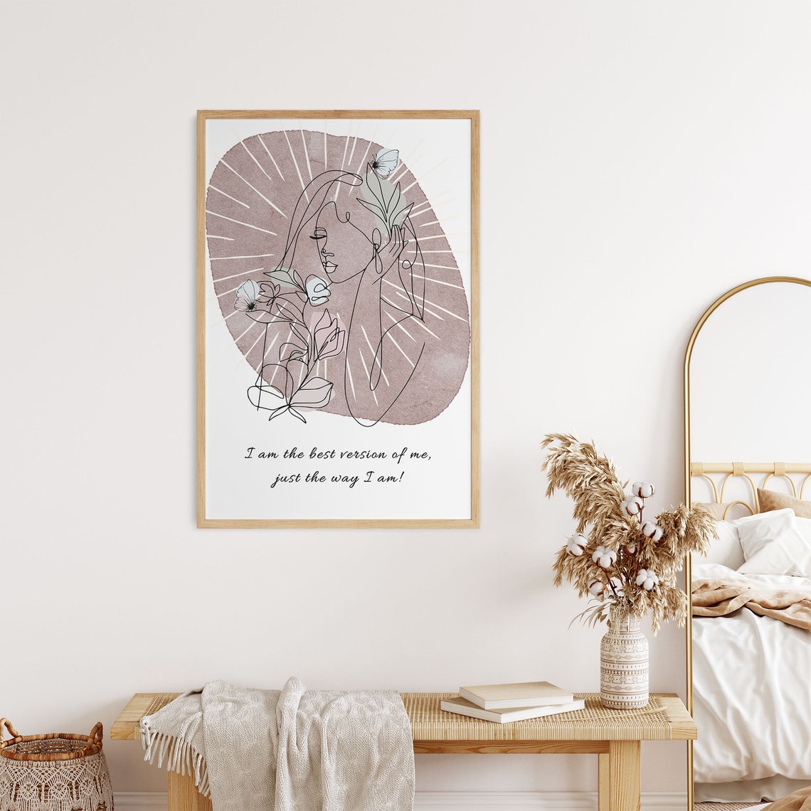 Best Version of Me Self Love Boho Floral Line Art Wall Poster - Image 8