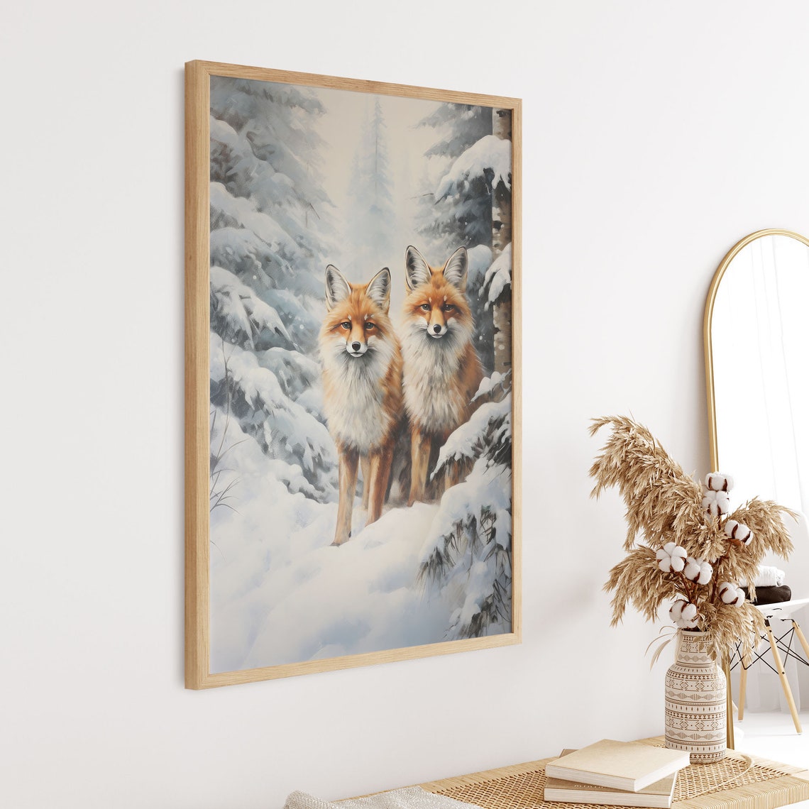 Snowy Winter Fox Art Foxes In Winter Forest Oil Painting Print Winter Snowy Scene Wall Art Woodland Animal No1 Wa01 - Image 3