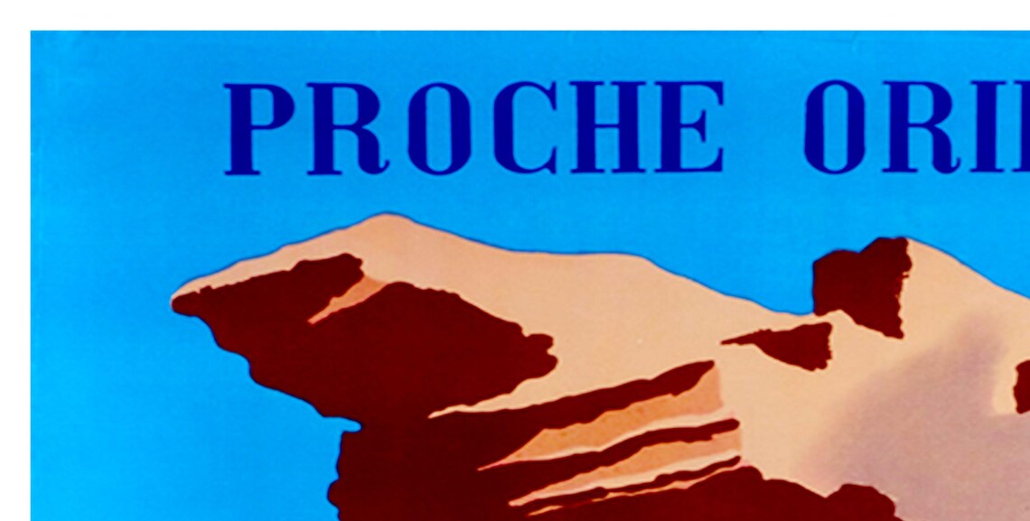 Air France Proche Orient Vintage Travel Poster Desert Ruins Camels - Image 2