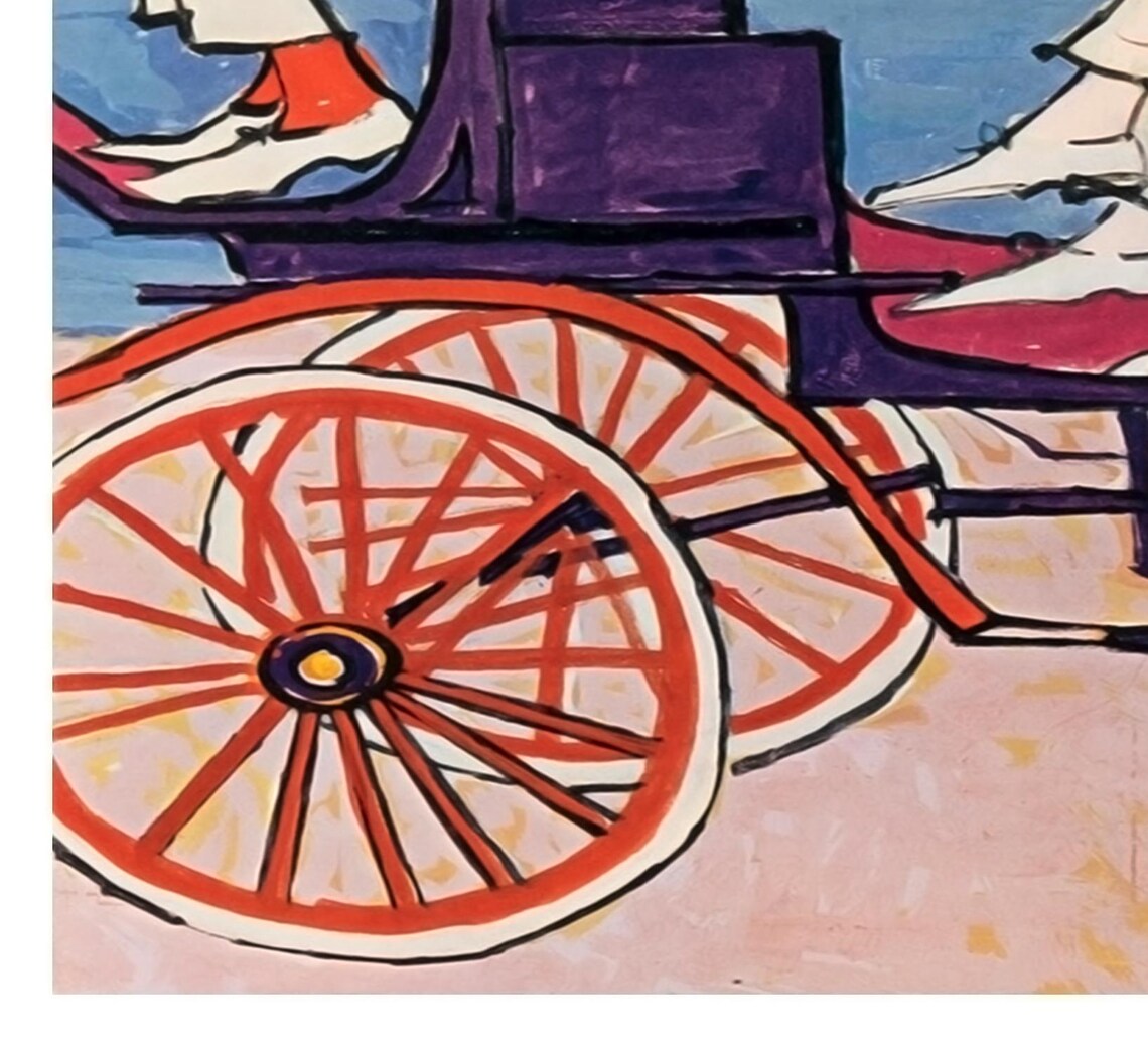 Bermuda Fly BOAC Vintage Horse Carriage Harbor Travel Poster - Image 2
