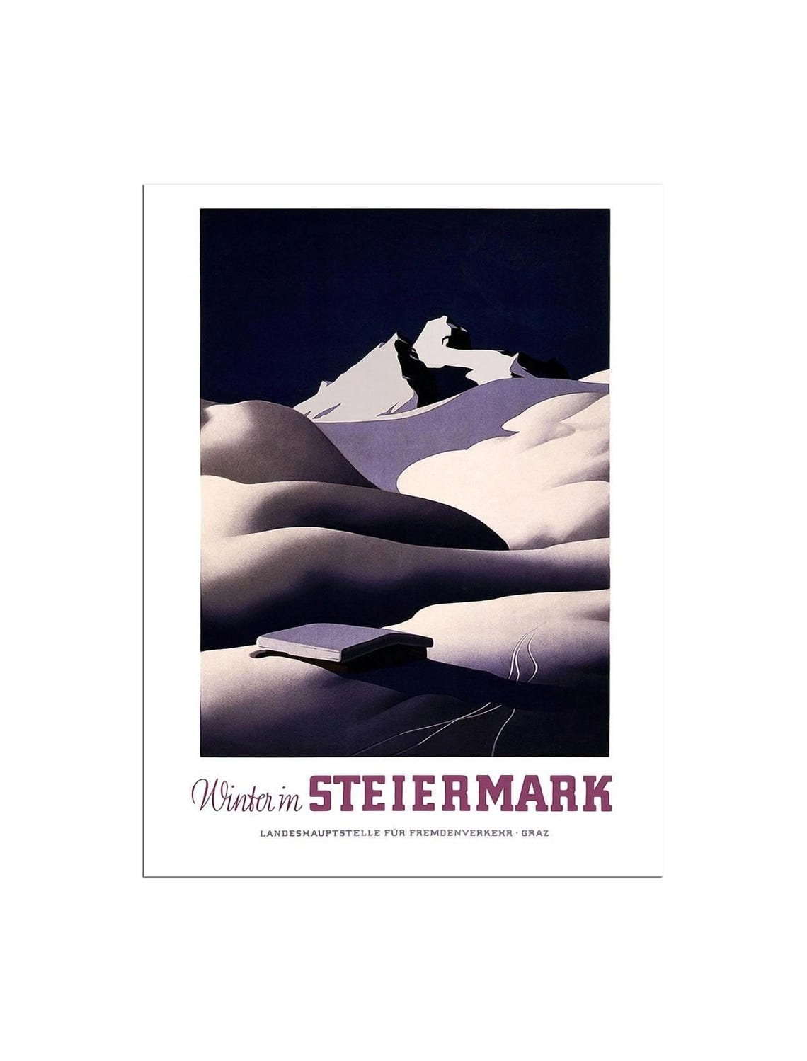 Winter in Steiermark Austria Alpine Snow Vintage Travel Poster