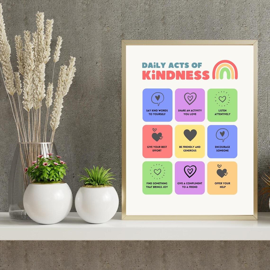 Daily Acts Of Kindness Colorful Classroom Poster Nine Simple Acts