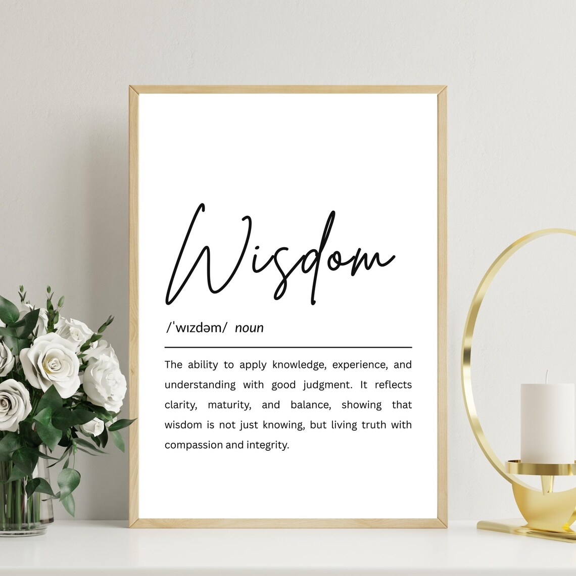 Wisdom Definition Print Inspirational Typography Poster Gift For Teachers