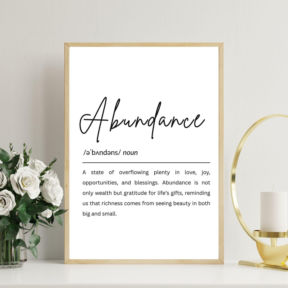 Abundance Definition Wall Art Motivational Typography Poster Manifestation Quote