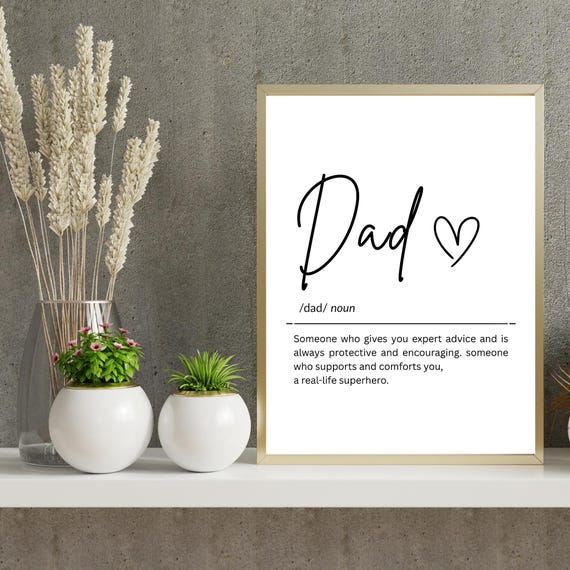 Dad Definition Wall Art Gifts Birthday Gift Fathers Day From Daughter Son