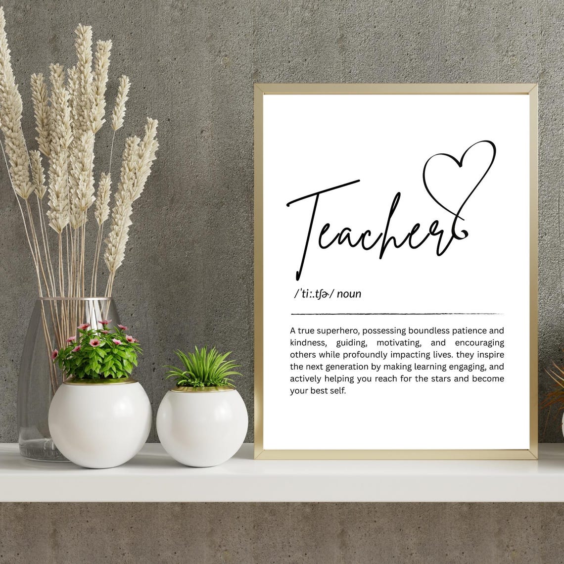 Teacher Definition With Heart Appreciation Gift Quote Poster