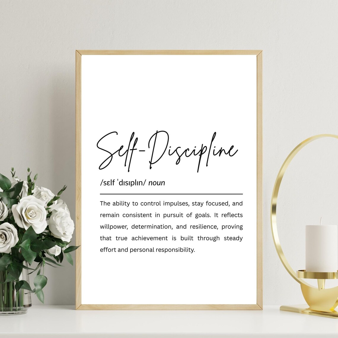 Selfdiscipline Definition Art Print Motivational Typography Poster