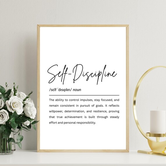 Selfdiscipline Definition Art Print Motivational Typography Poster