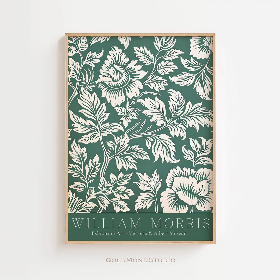 William Morris Green Peony Botanical Victoria and Albert Museum Poster