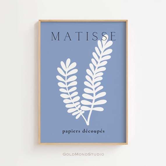Matisse Blue Leaf Cutout Papiers Decoupes Botanical Wall Poster