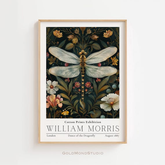 William Morris Poster Morris Print Vintage Wall Art Dragonfly Wall Art Morris Poster Wall Decor Living Room Wall Art