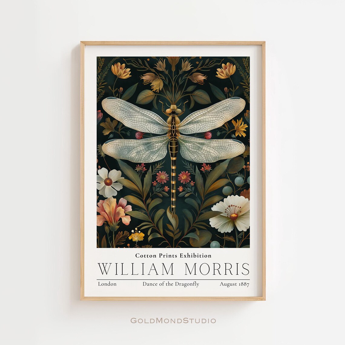 William Morris Dance of the Dragonfly Vintage Insect Exhibition Poster