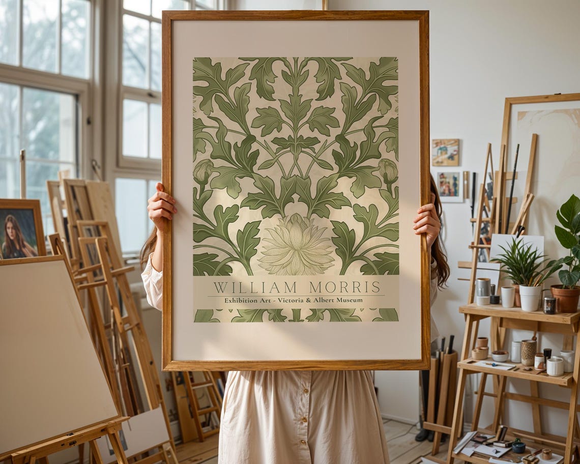William Morris Sage Acanthus Leaf Victoria and Albert Museum Poster - Image 2