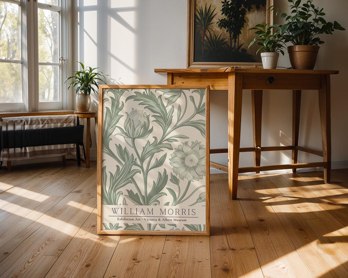 William Morris Sage Botanical Leaf Victoria and Albert Museum Poster - Image 3