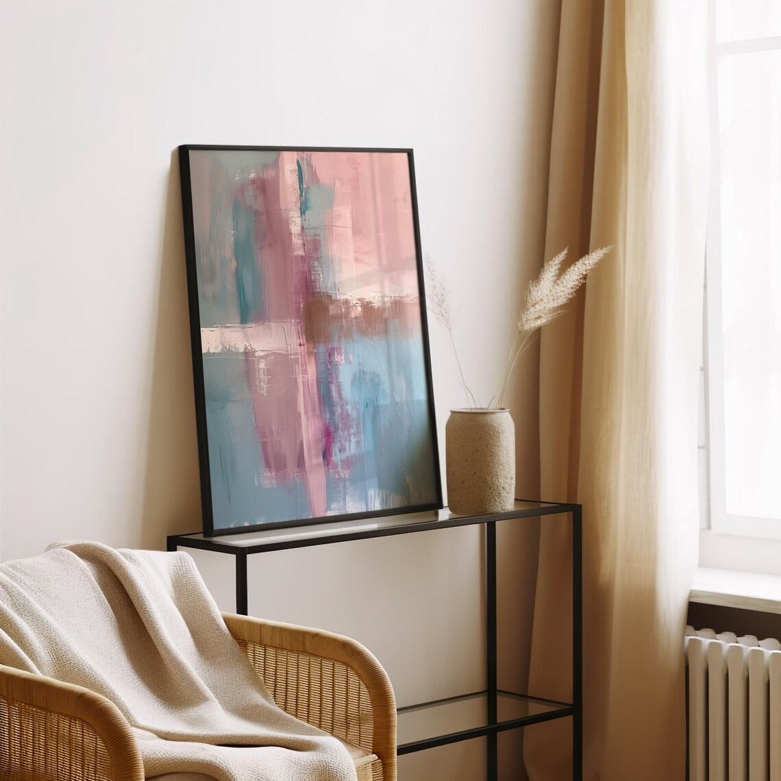 Pink And Blue Abstract Color Field Rothko Style Modern Art Poster - Image 2
