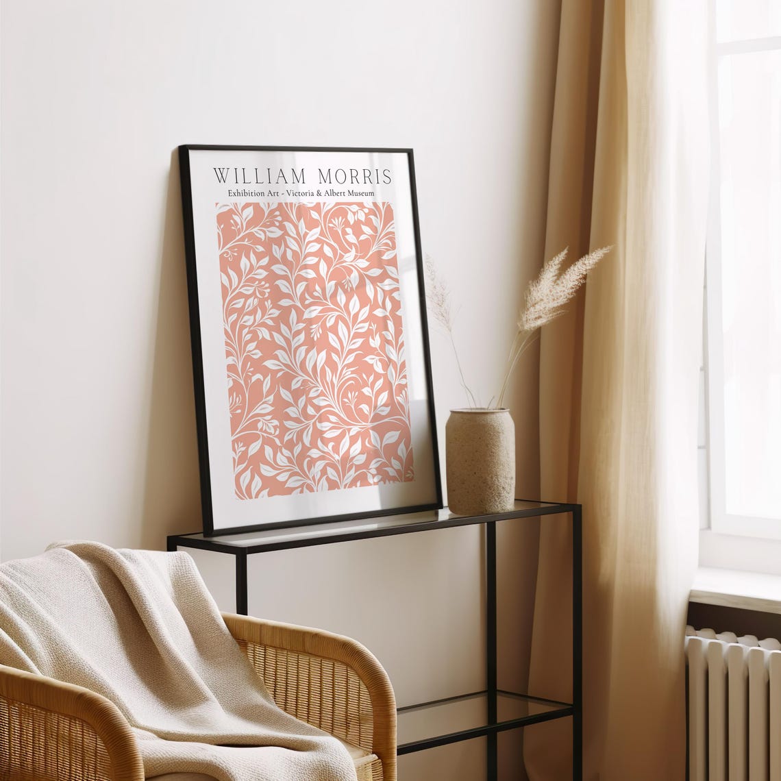 William Morris Terracotta White Leaf Victoria and Albert Museum Poster - Image 2