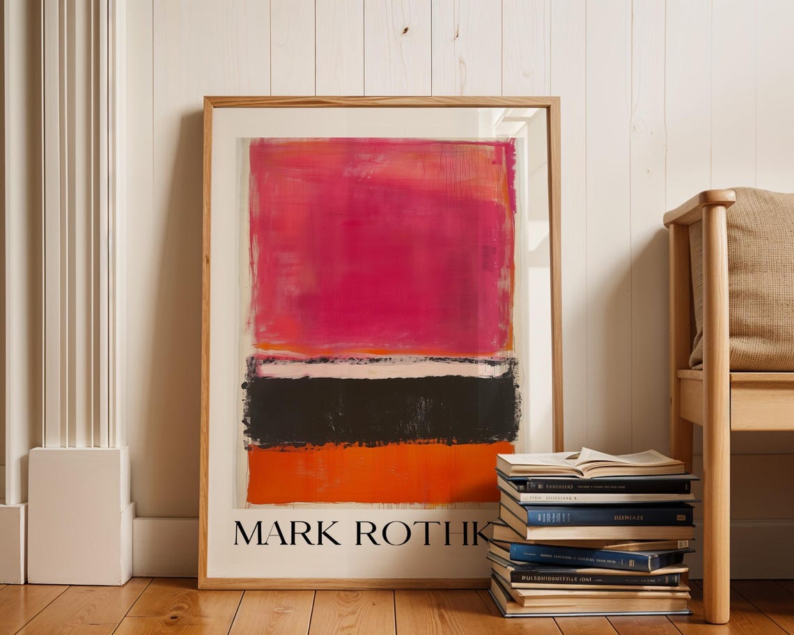 Mark Rothko Hot Pink Black and Orange Color Blocks Art Poster - Image 2