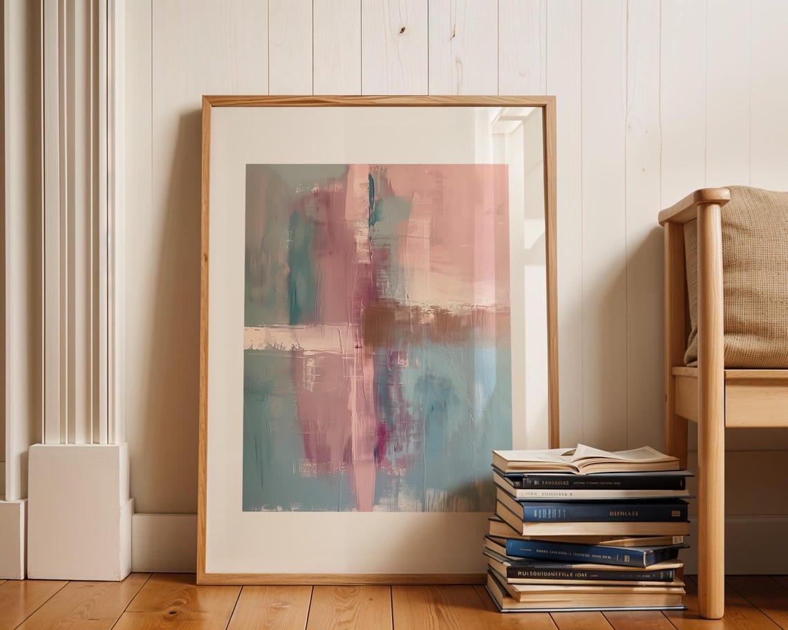 Pink And Blue Abstract Color Field Rothko Style Modern Art Poster - Image 3