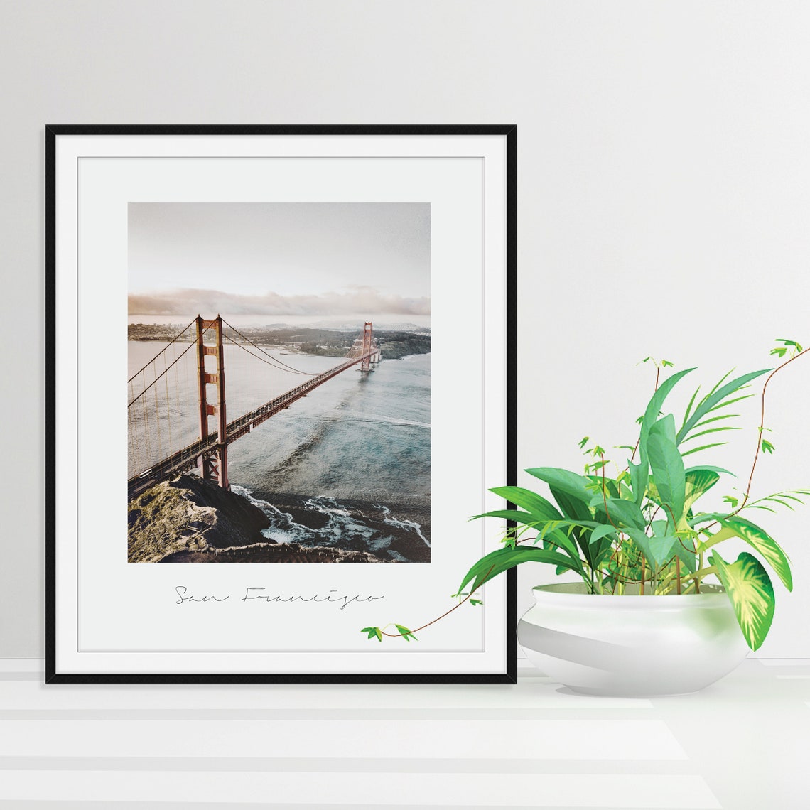 San Francisco Golden Gate Bridge Framed Photo Poster Script Caption - Image 2