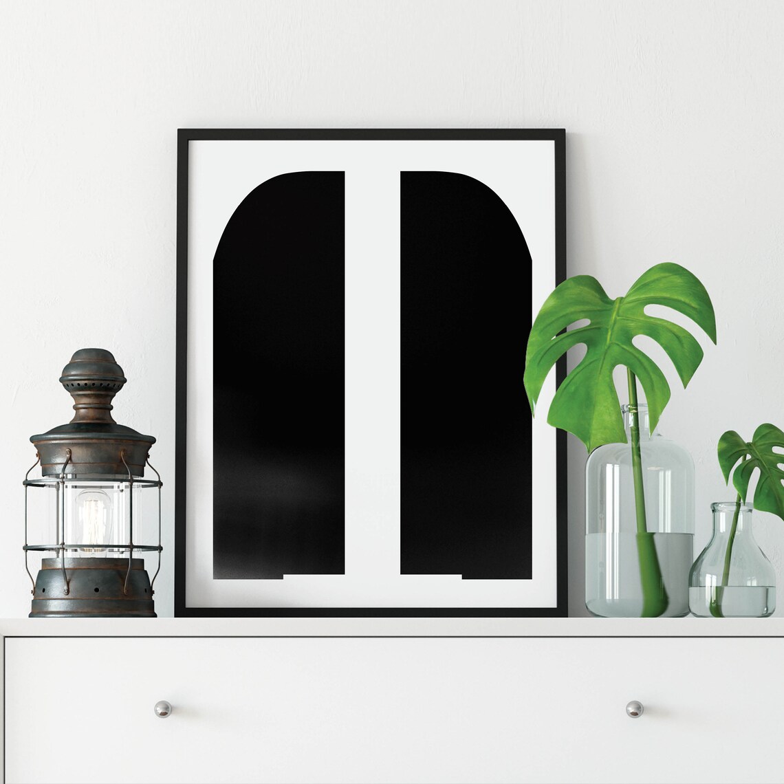 Bold White Initial Letter On Black Monochrome Typography Art Poster - Image 4