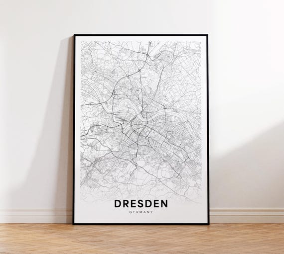 Dresden City Map Wall Art Minimalist Poster Germany Travel Decor Modern Gift For Her