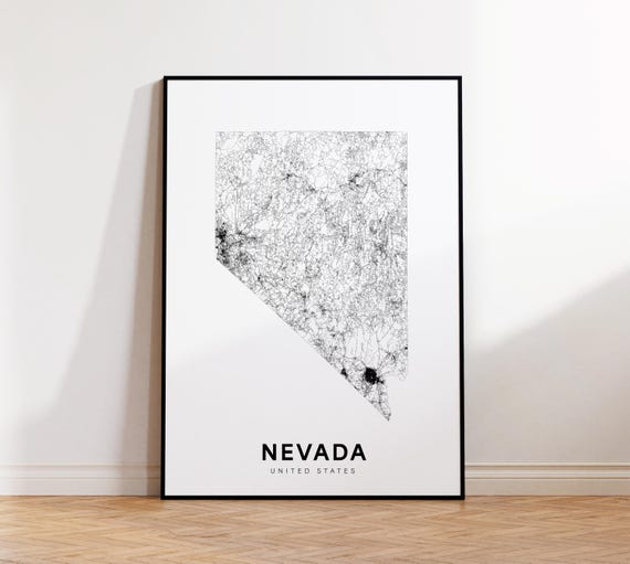 Nevada Map Print State Minimalist Nv Usa Art Gift Wall Home Decor