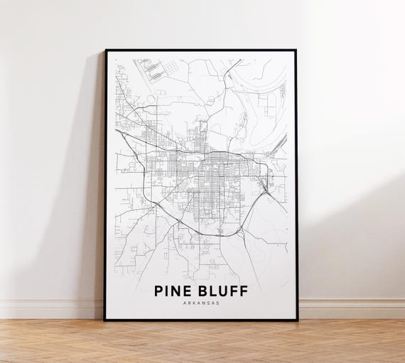 Pine Bluff City Map Print Street Poster Arkansas Art Road Minimalist