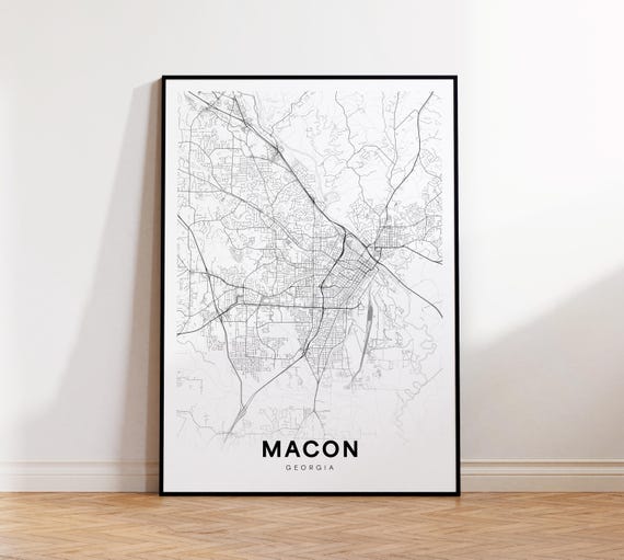 Macon City Map Print Street Poster Georgia Art Road Wall Living Room Decor