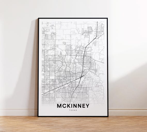 Mckinney City Map Print Street Poster Texas Art Road Wall Office