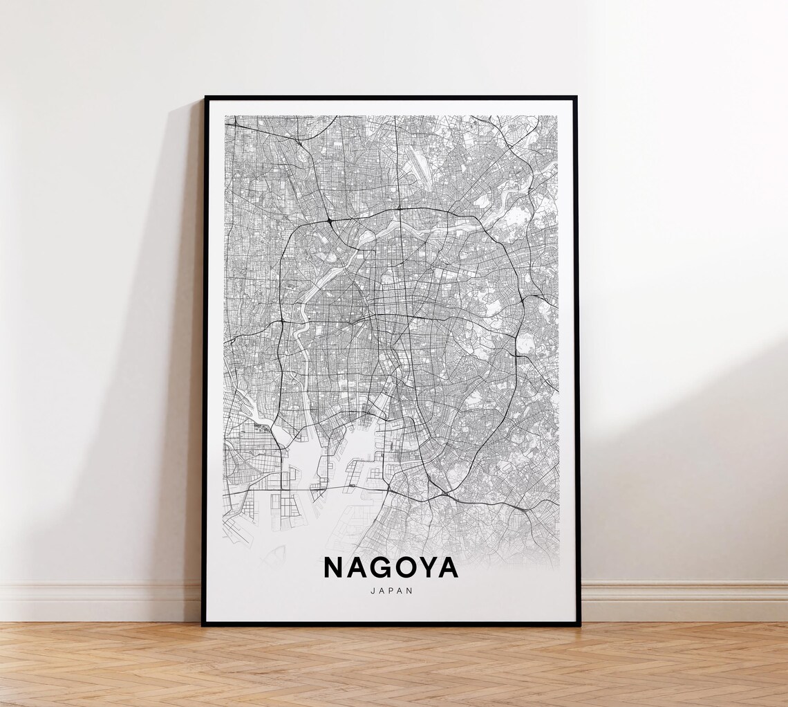 Nagoya Japan Central City Street Map Minimalist Line Art Poster