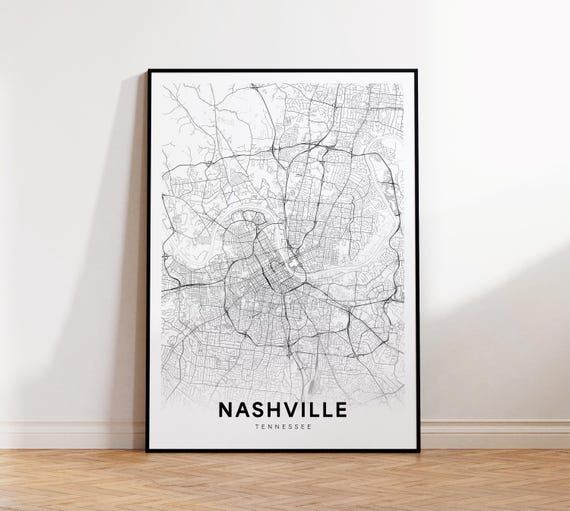 Nashville Tn City Map Street Tennessee Usa Poster Modern Road Minimalist Decor Office Wall Art