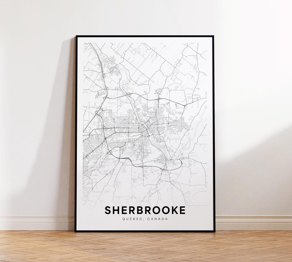 Sherbrooke City Map Print Street Poster Decor Road Wall Art Living Room
