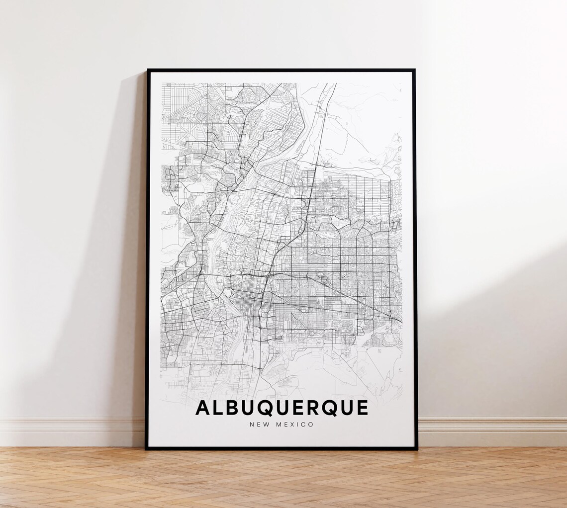 Albuquerque New Mexico Modern Minimalist City Street Map Poster