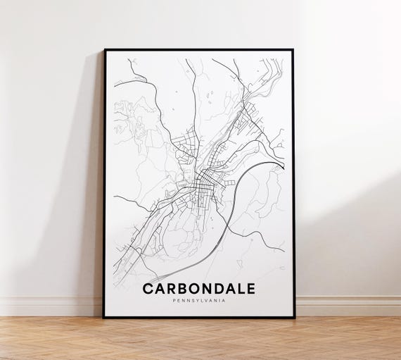 Carbondale City Map Print Street Poster Pennsylvania Art Road Wall Living Room Decor
