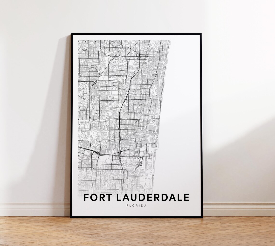Fort Lauderdale Florida City Street Map Modern Travel Poster
