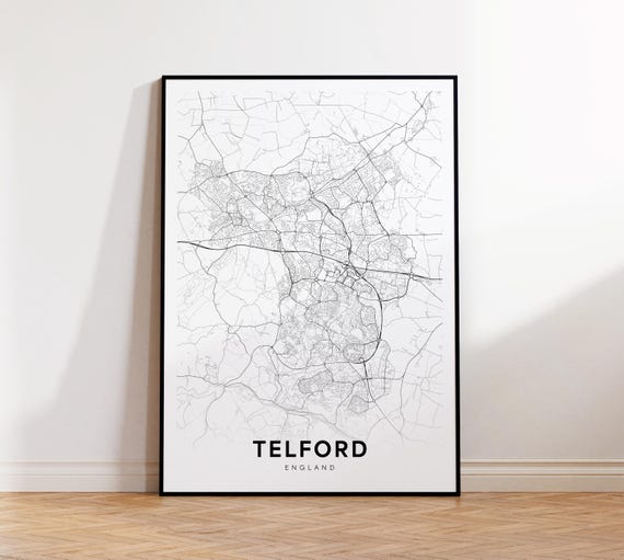 Telford City Map Print England Uk Modern Poster Decor Instant