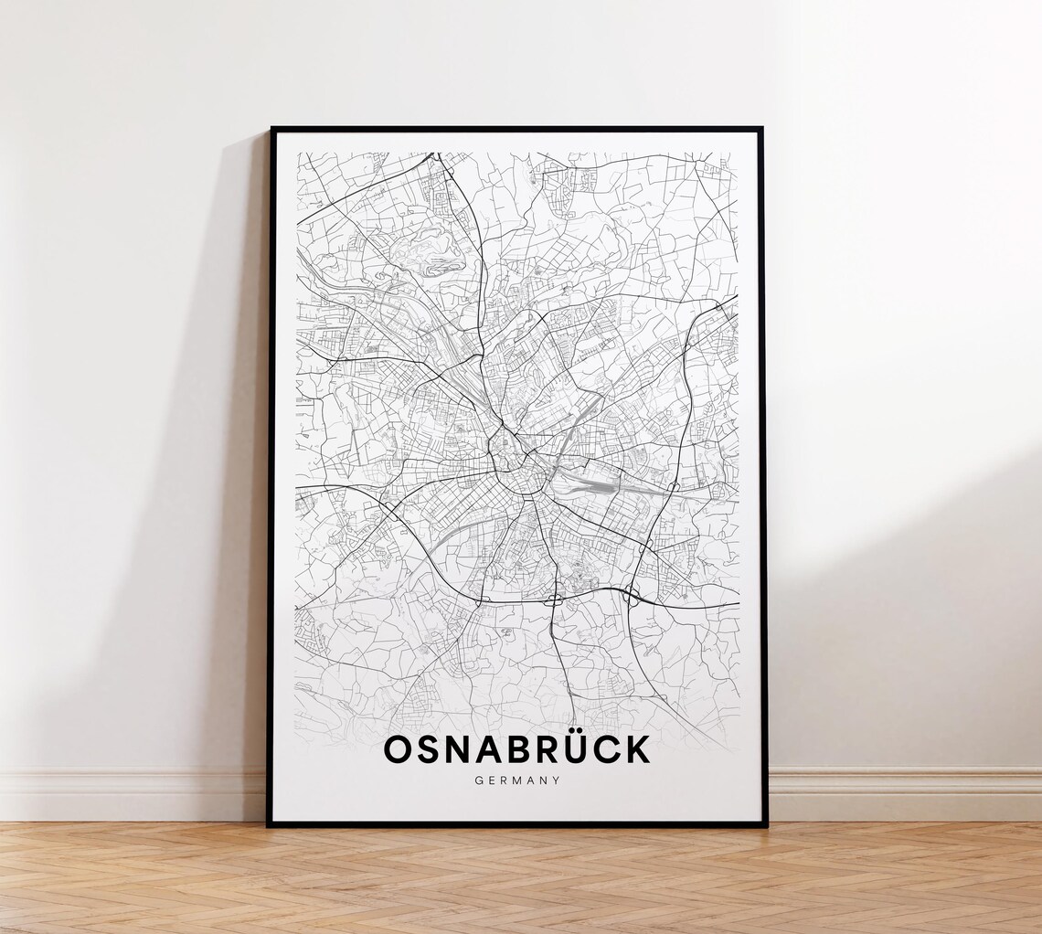 Osnabruck Germany Minimalist Street Map Black and White City Poster