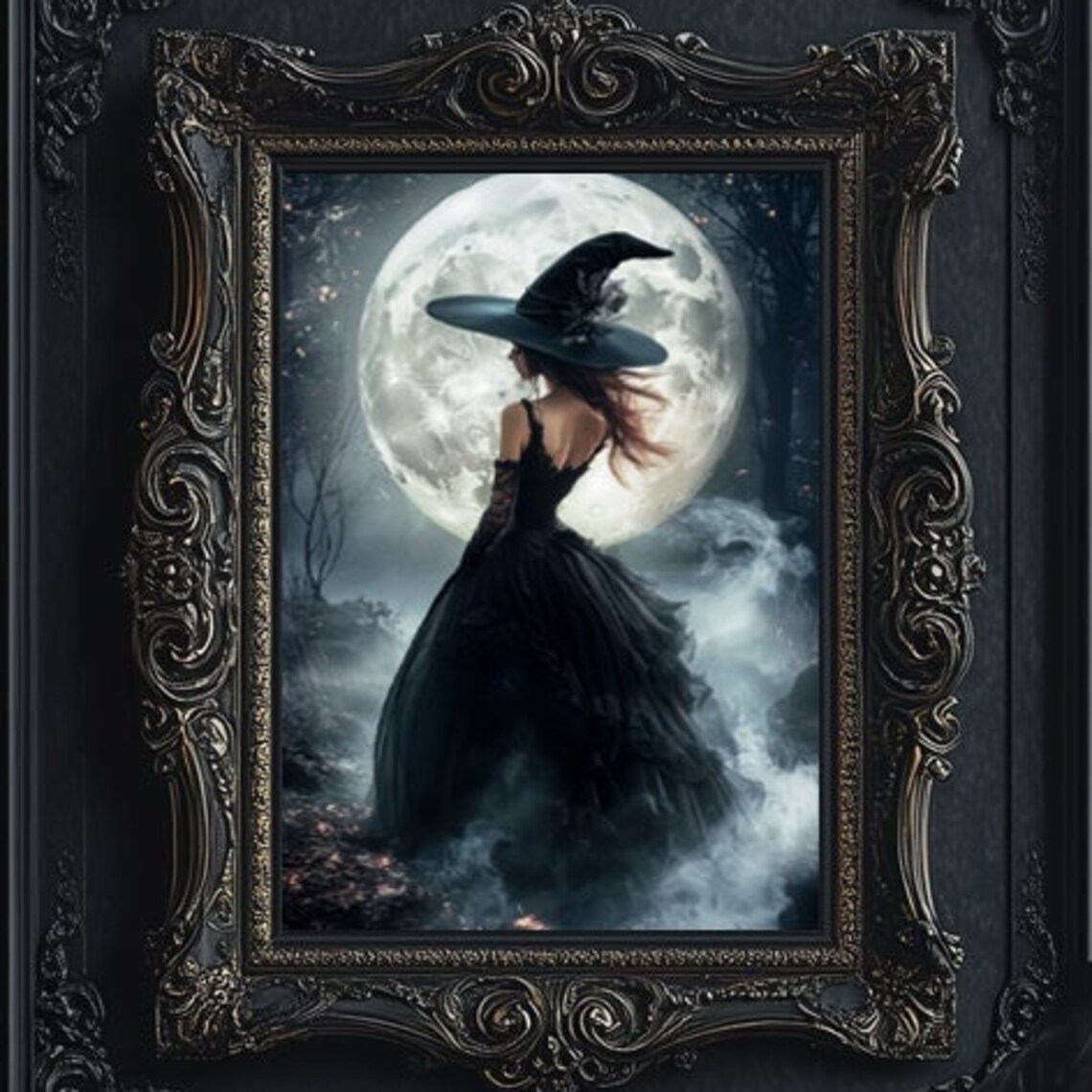 Witch in the Forest, Dark Gothic Halloween Art Print