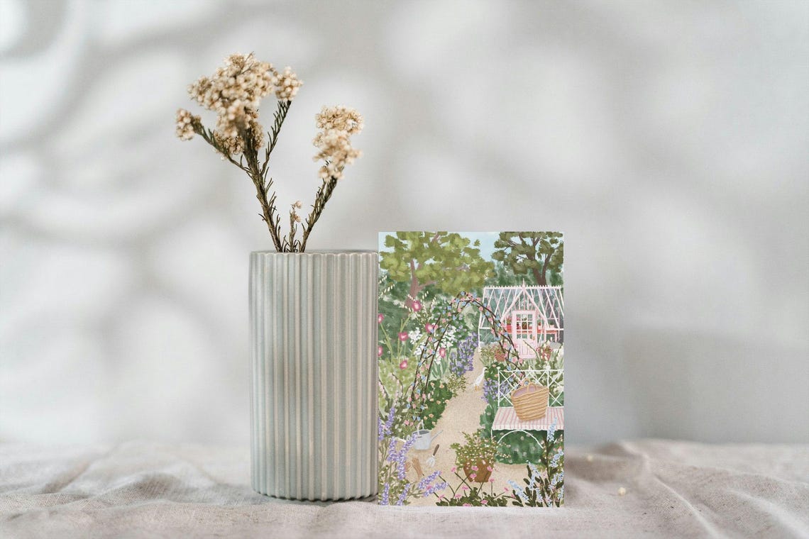 Cottage Garden Greeting Card, Floral Wildlife - Image 2
