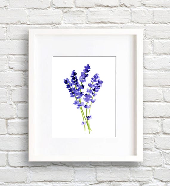 Lavender Watercolor Art Print, Floral Wall Decor