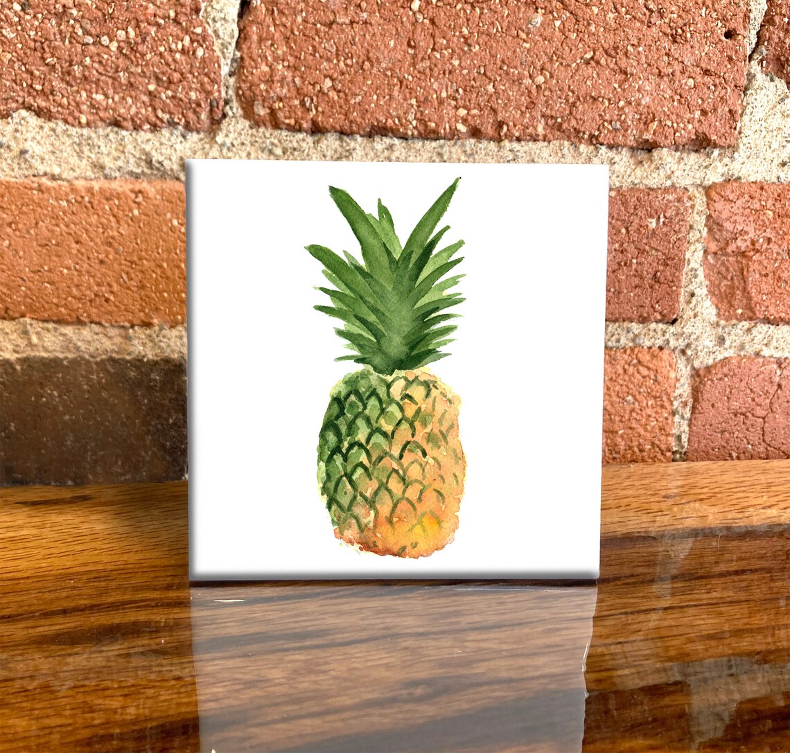 Pineapple Decorative Tile, Tropical Wall Art Print
