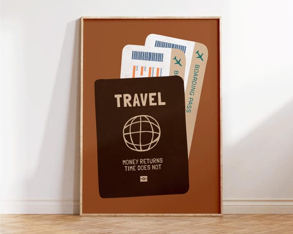 Travel Passport Cute Poster Trendy Wall Art Decor Unique Gift For Lovers Apartment