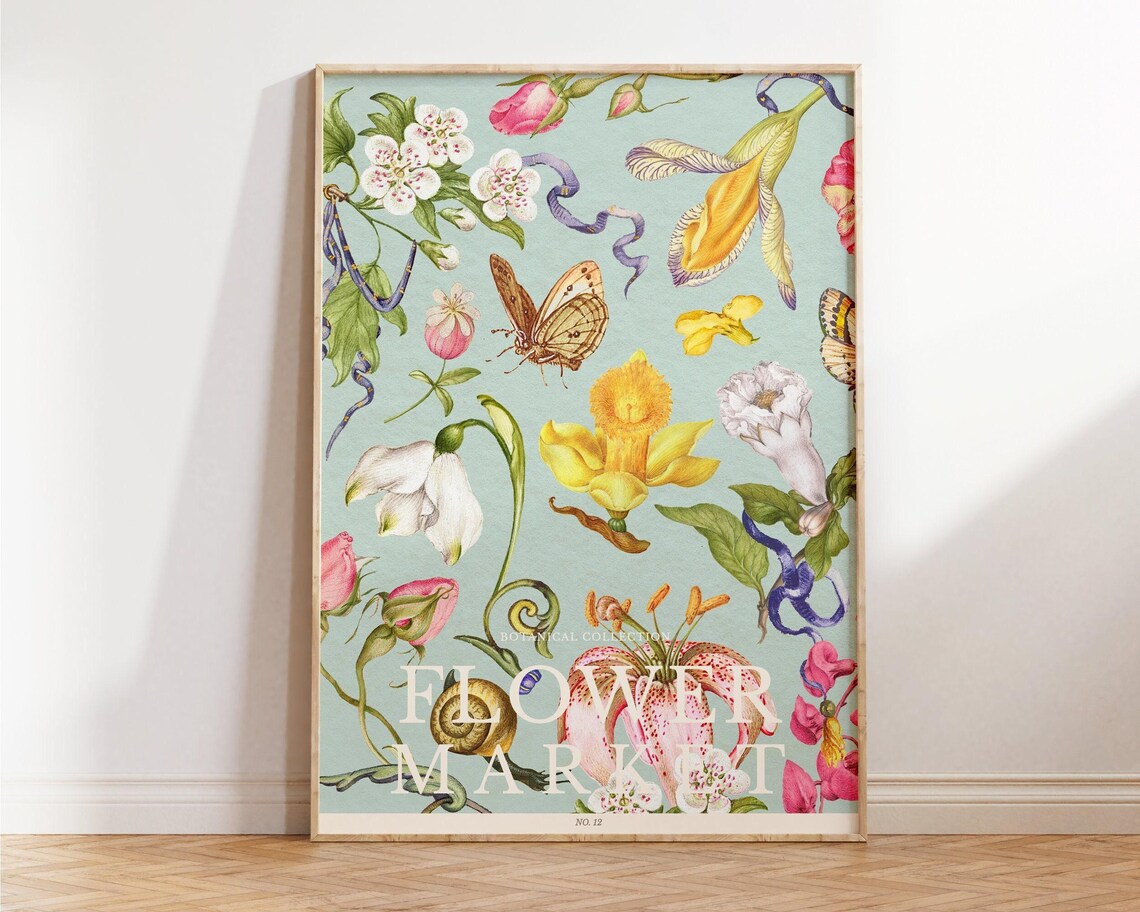 Flower Market No 12 Pastel Botanical Collection Floral Art Poster