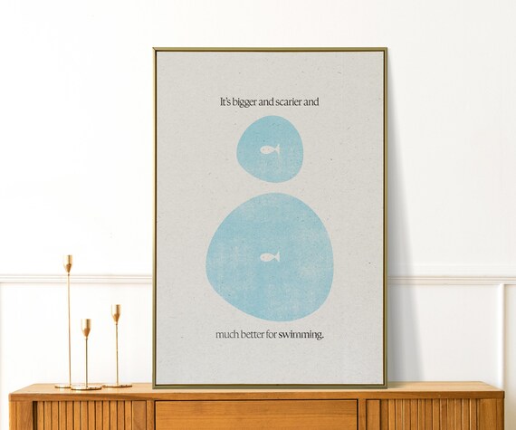 Its Scarier And Much Better For Swimming Print Inspirational Quotes Retro Apartment Decor Preppy Self Love Art Office Or Home