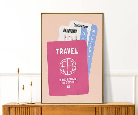 Travel Passport Cute Poster Trendy Wall Art Decor Unique Gift For Lovers Apartment