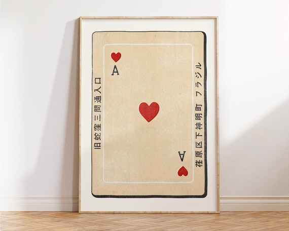Ace of Hearts Vintage Japanese Playing Card Retro Casino Art Poster