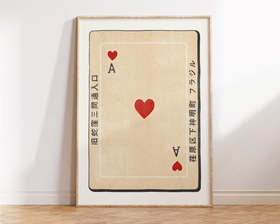 Playing Card Wall Art Retro Japanese Bar Cart Preppy Apartment Decor Ace Print Maximalist Gift For Home