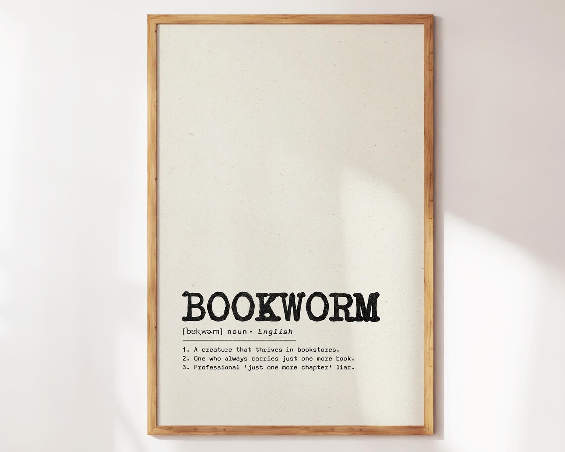 Bookworm Dictionary Definition Funny Minimalist Book Lover Poster