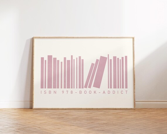 Book Addict Pink Books Barcode ISBN Bookish Reader Decor Poster