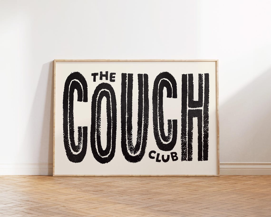 Bold Black The Couch Club Retro Condensed Lettering Typography Poster